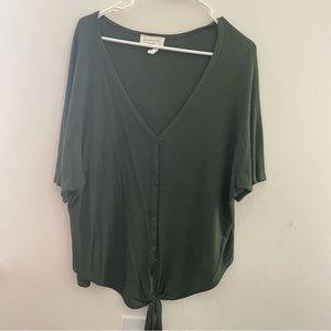 Emerald Green Button Down Tie Tee Shirt